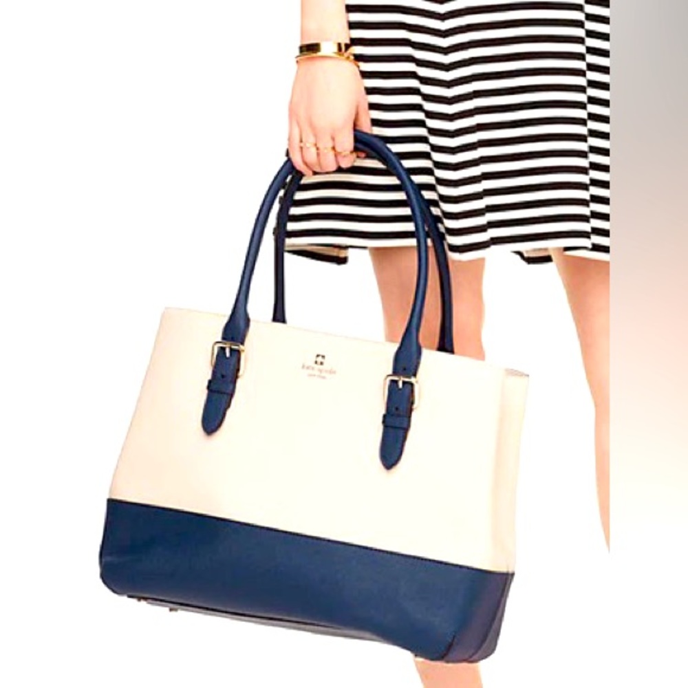 Kate Spade Cove Street Airel Colorblock Cow Leather Tote, Pebble/black